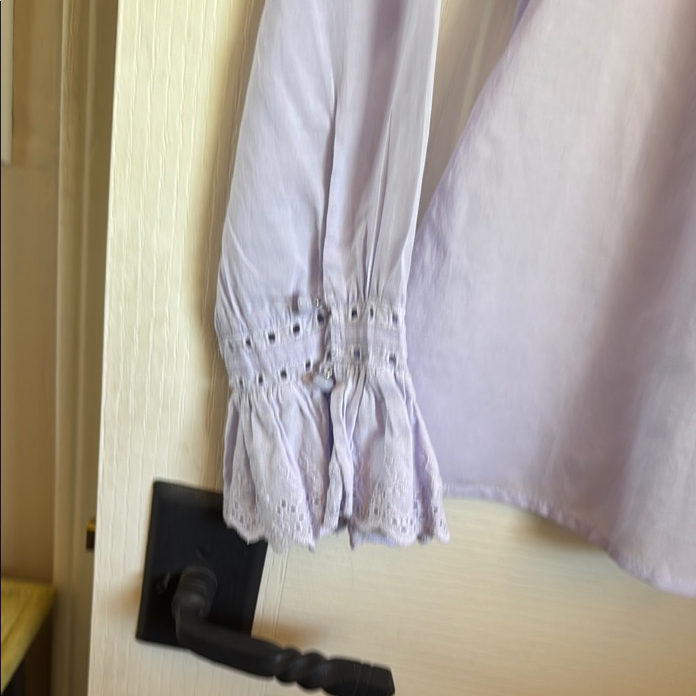 J. Crew Purple Long Sleeve Ruffled Bib Collar Blouse - Picture 2 of 5
